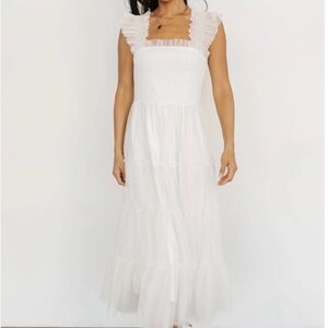 Elegant White Ruffled Maxi Dress